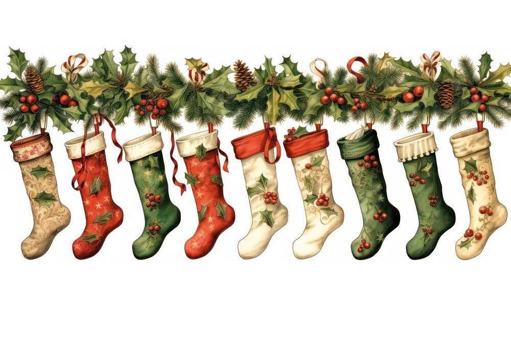 Christmas stockings frame white background celebration decoration. AI generated Image by rawpixel.