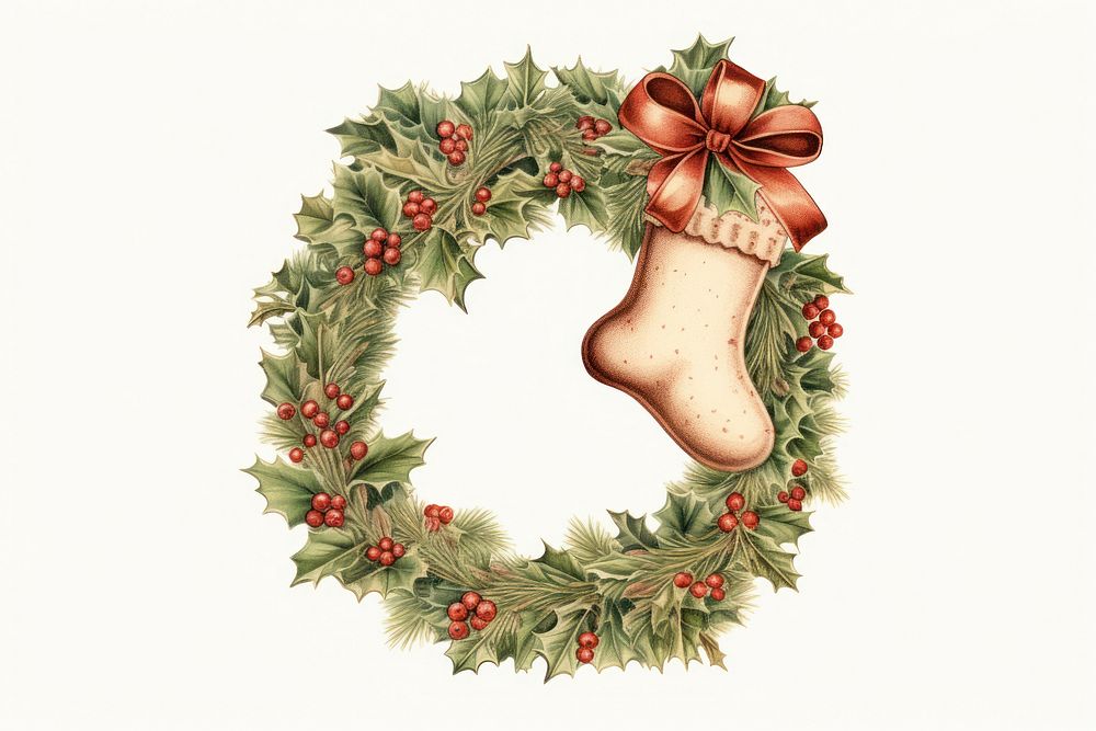 Christmas stocking wreath celebration decoration. AI generated Image by rawpixel.