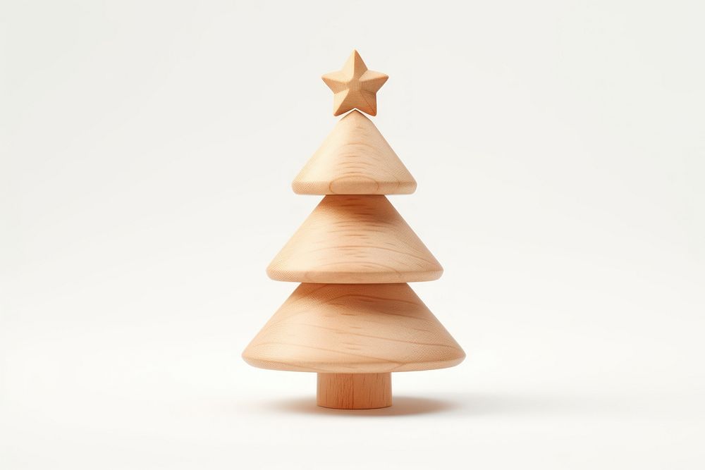 Christmas tree wood figurine white background. AI generated Image by rawpixel.