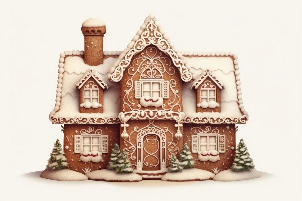 Gingerbread house cookie representation confectionery architecture. AI generated Image by rawpixel.