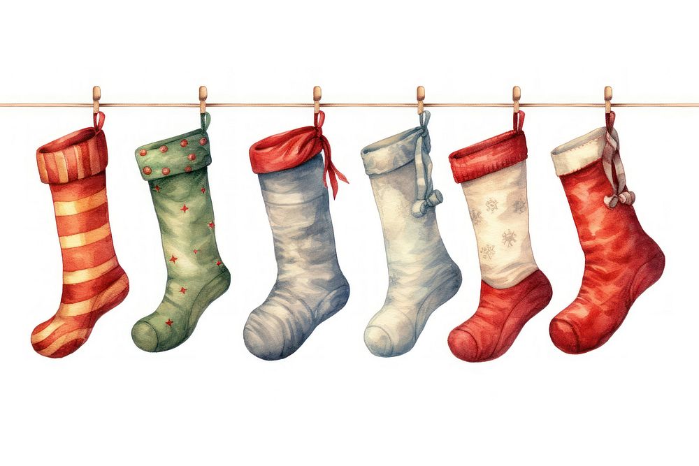 Hanging christmas socks footwear shoe white background. AI generated Image by rawpixel.