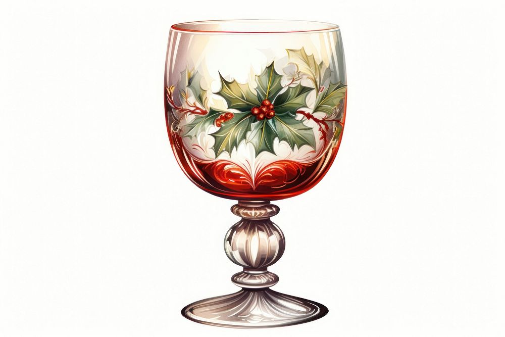 Christmas glass ware drink white background refreshment. AI generated Image by rawpixel.
