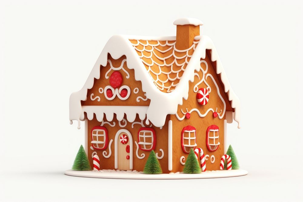 Christmas gingerbread house dessert food white background. AI generated Image by rawpixel.