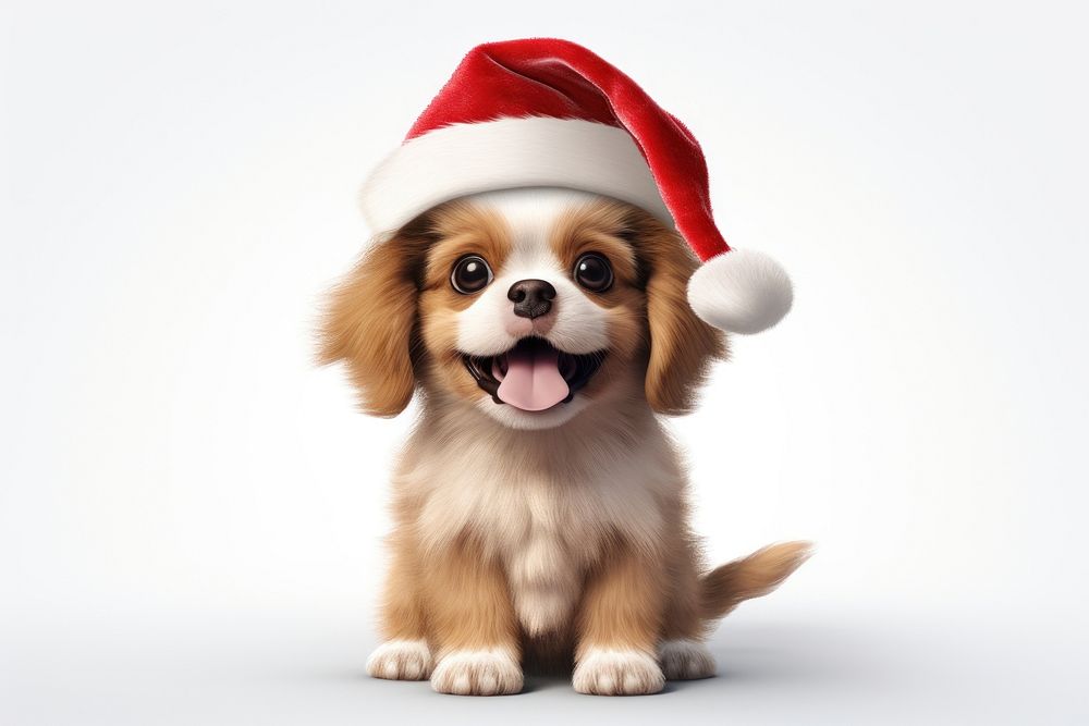 Dog wearing santa hat mammal animal puppy. AI generated Image by rawpixel.