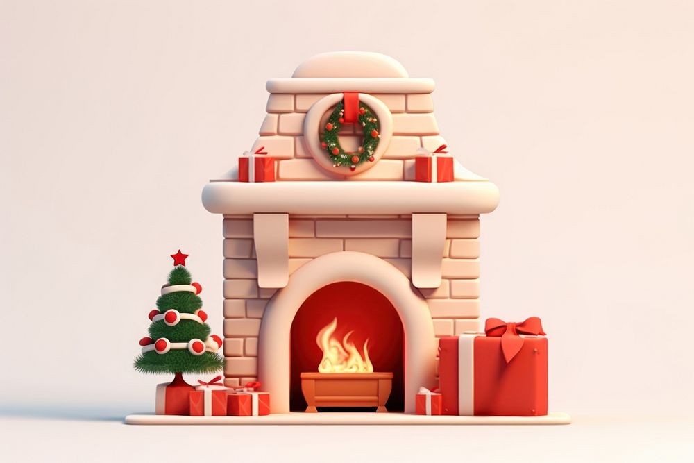 Christmas fireplace christmas hearth architecture. AI generated Image by rawpixel.