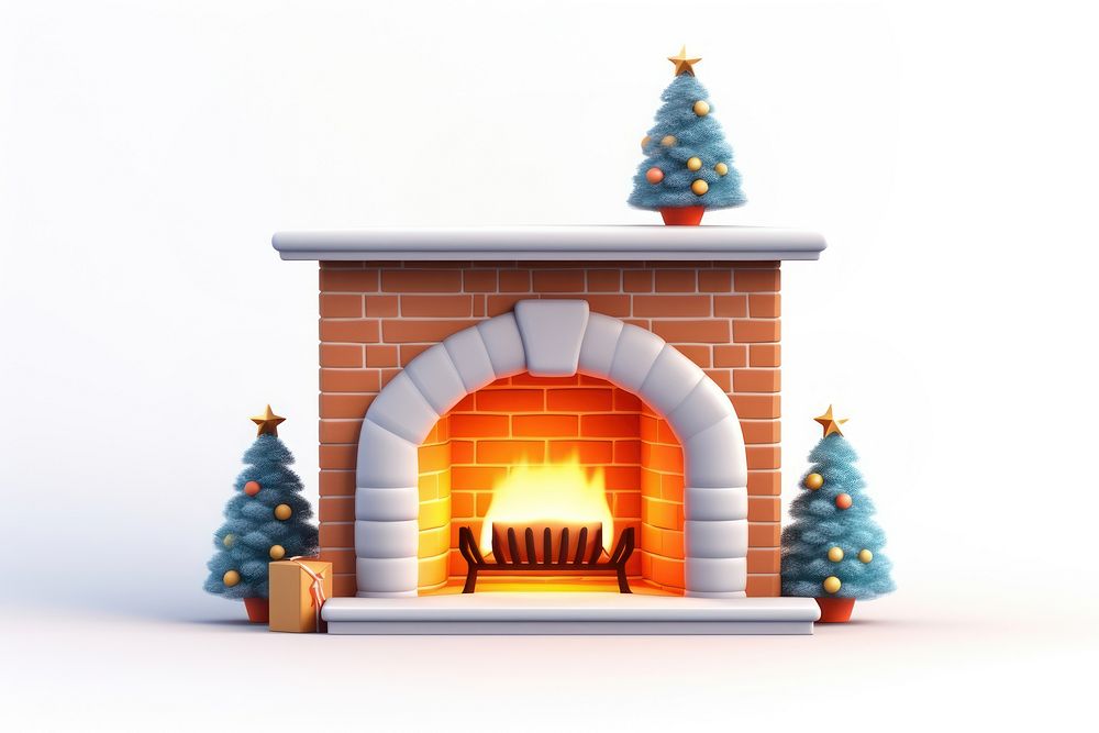 Christmas fireplace christmas hearth white background. AI generated Image by rawpixel.