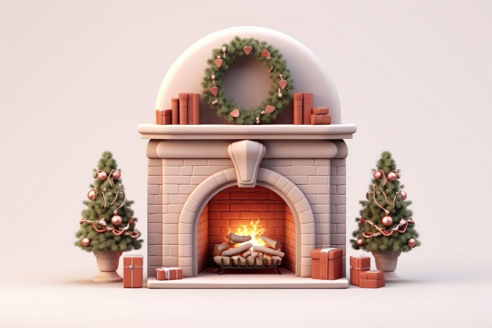 Christmas fireplace christmas hearth architecture. AI generated Image by rawpixel.