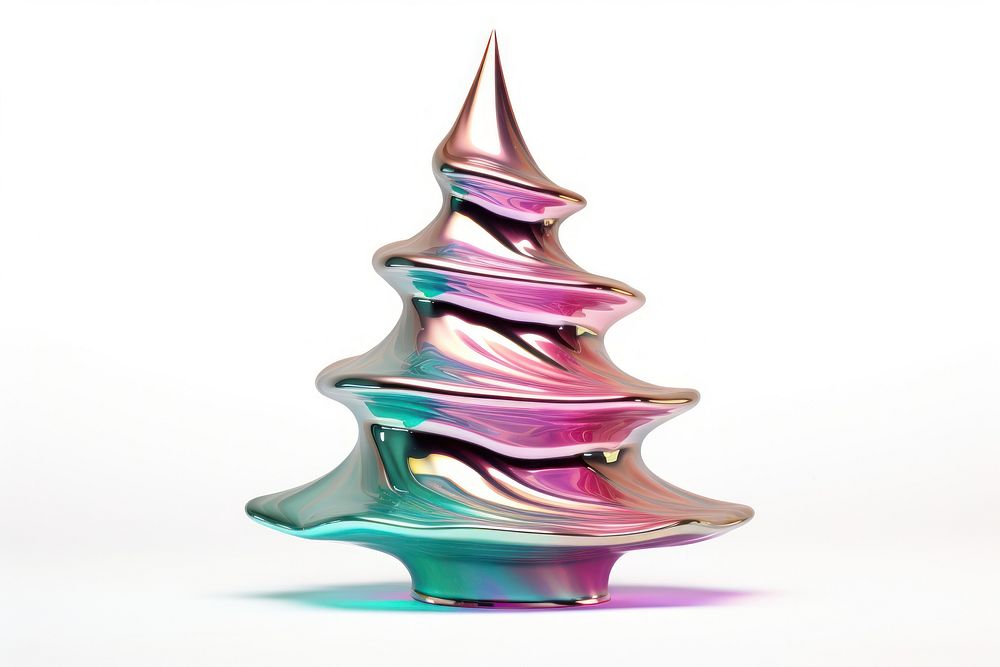 Christmas tree iridescent christmas white background christmas tree. AI generated Image by rawpixel.