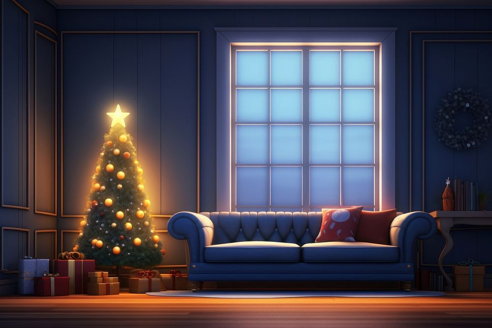 Christmas living room christmas architecture furniture. AI generated Image by rawpixel.