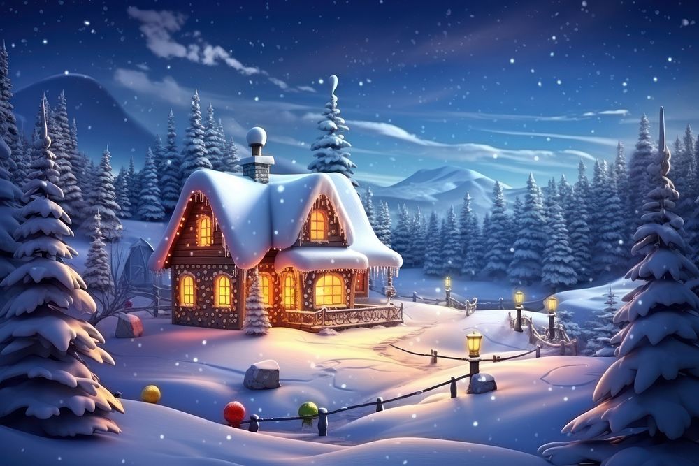 Christmas night architecture landscape building. AI generated Image by rawpixel.