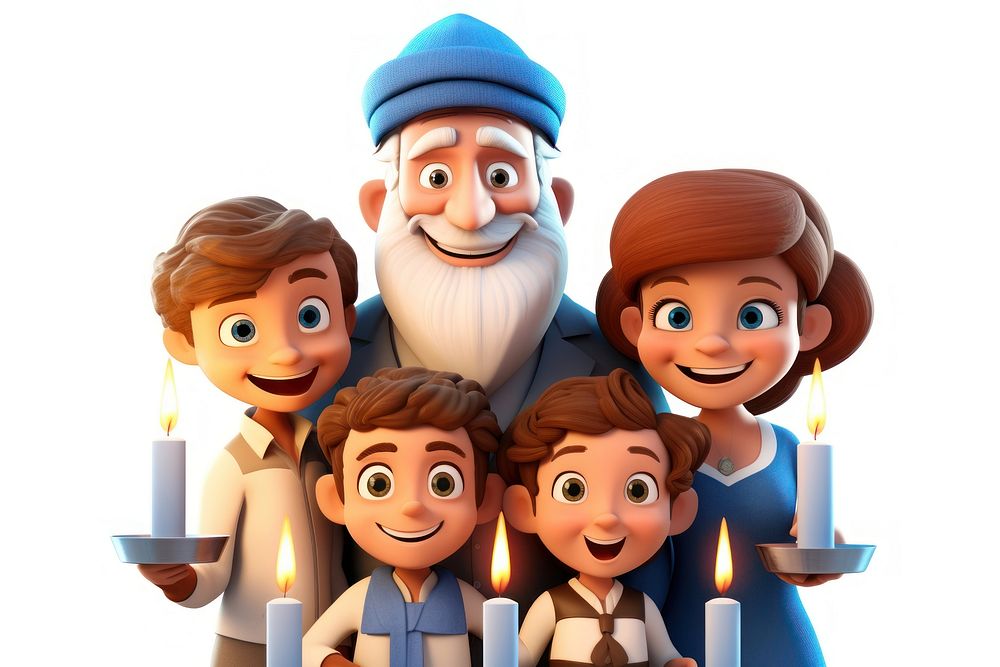 Hanukkah family cartoon togetherness celebration. AI generated Image by rawpixel.