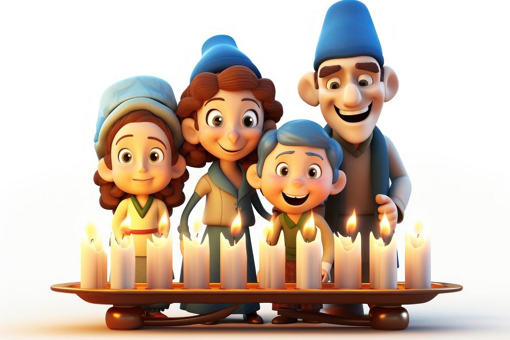Hanukkah family cartoon food togetherness. AI generated Image by rawpixel.