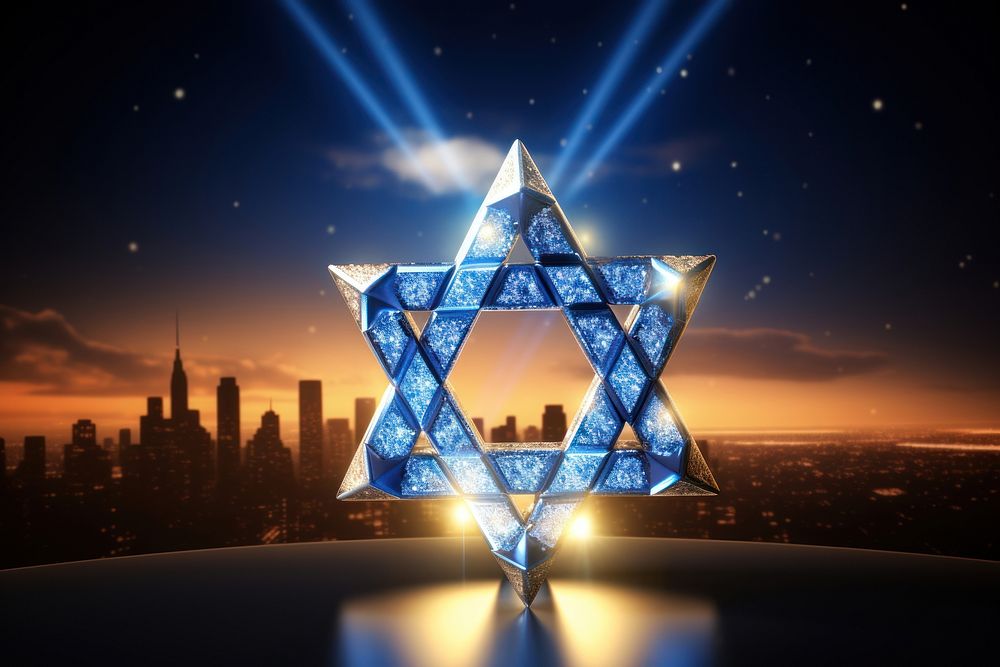 Hanukkah magen david symbol light night. AI generated Image by rawpixel.