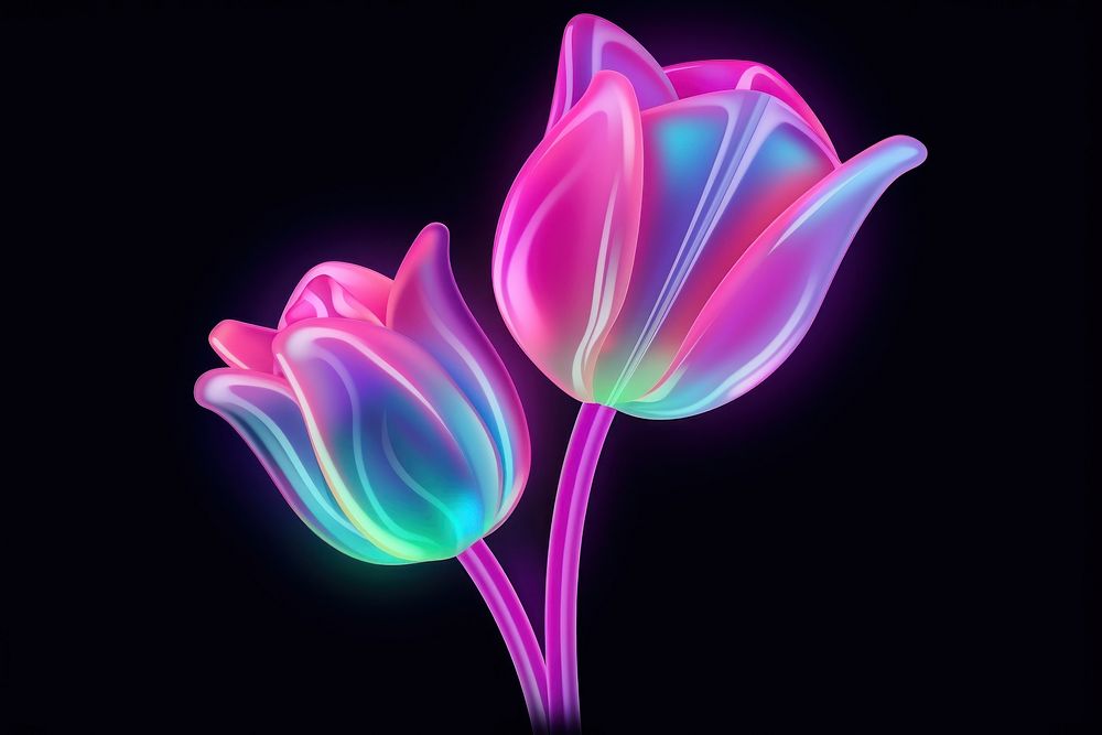 Neon tulip flower purple plant. AI generated Image by rawpixel.