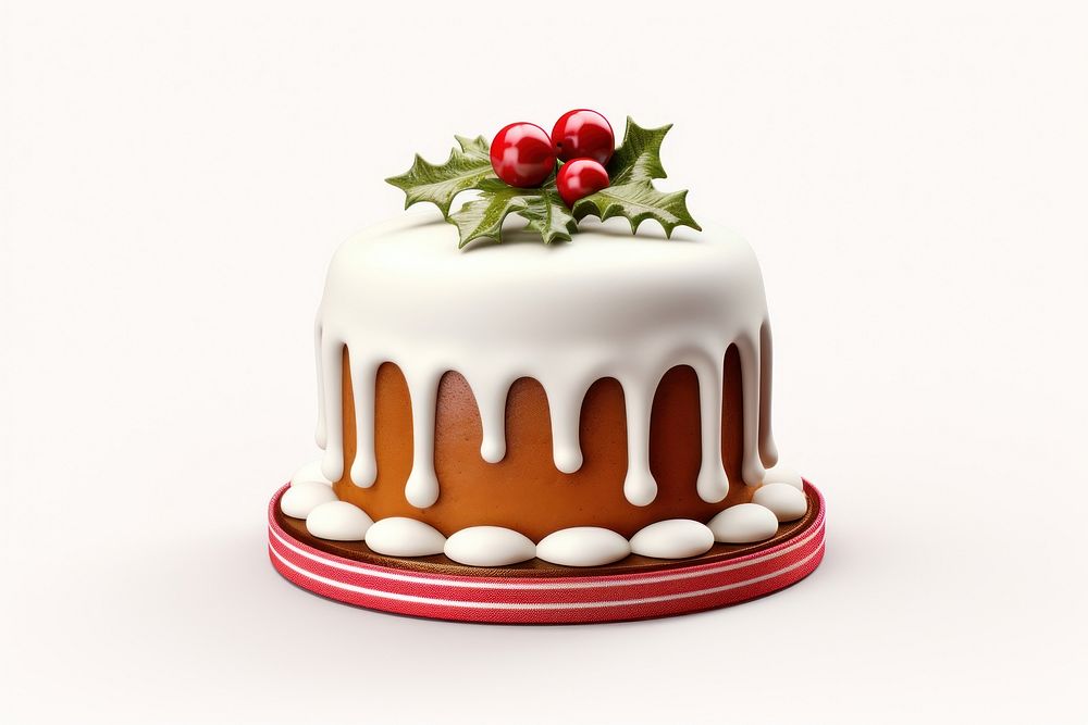 3d Vintage Christmas cake christmas dessert icing. AI generated Image by rawpixel.