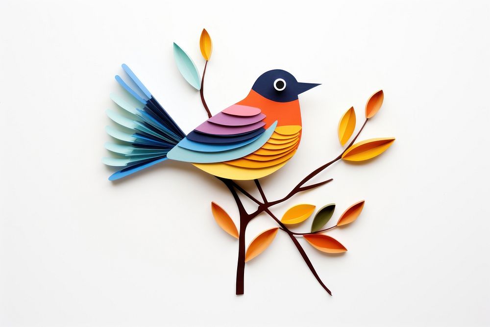 Bird craft art white background. AI generated Image by rawpixel.