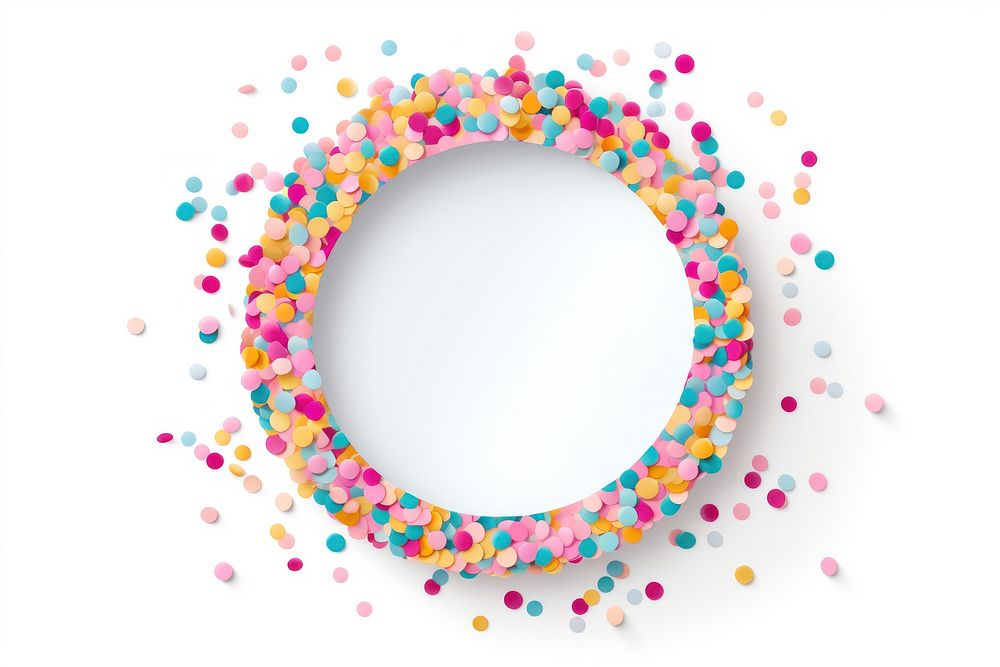 Confetti sprinkles circle white background. AI generated Image by rawpixel.