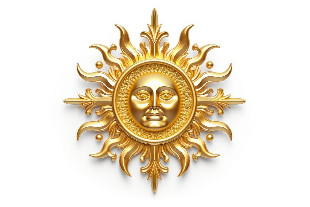 Celestial sun symbol jewelry brooch gold. AI generated Image by rawpixel.