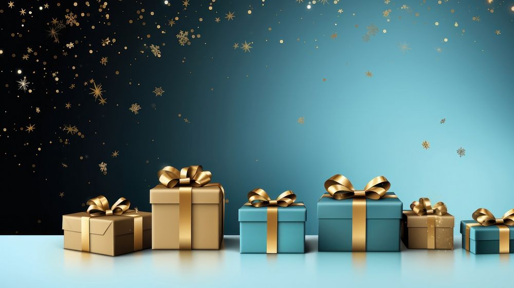 Gift christmas gold blue. AI generated Image by rawpixel.