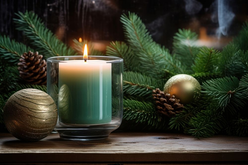 Burning candle christmas tradition green. AI generated Image by rawpixel.