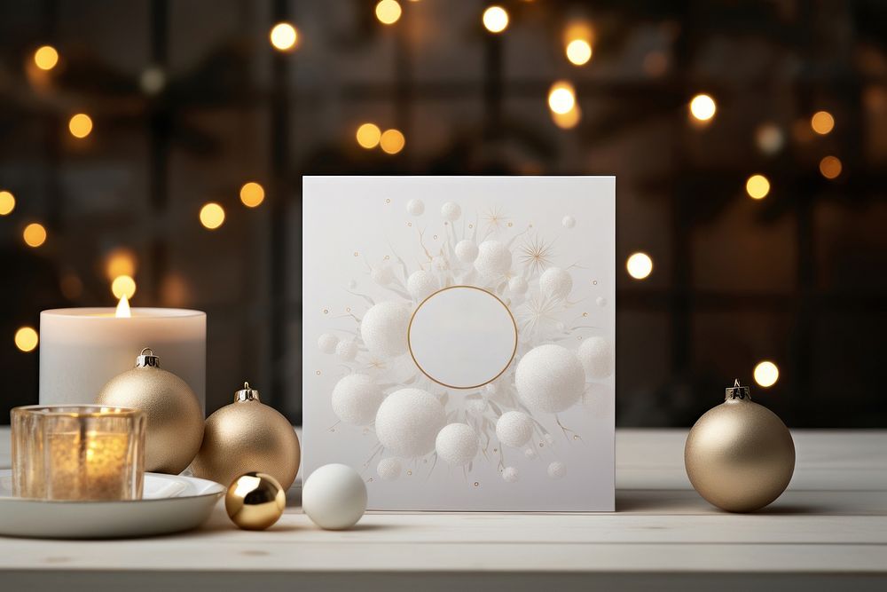 Christmas card mockup decoration christmas candle. AI generated Image by rawpixel.