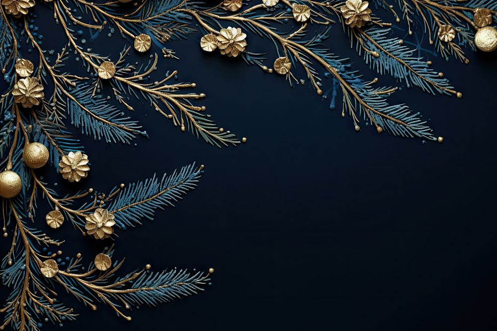 Christmas gold blue fir. AI generated Image by rawpixel.