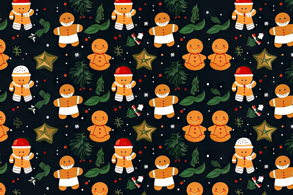 Pattern gingerbread christmas cartoon. AI generated Image by rawpixel.