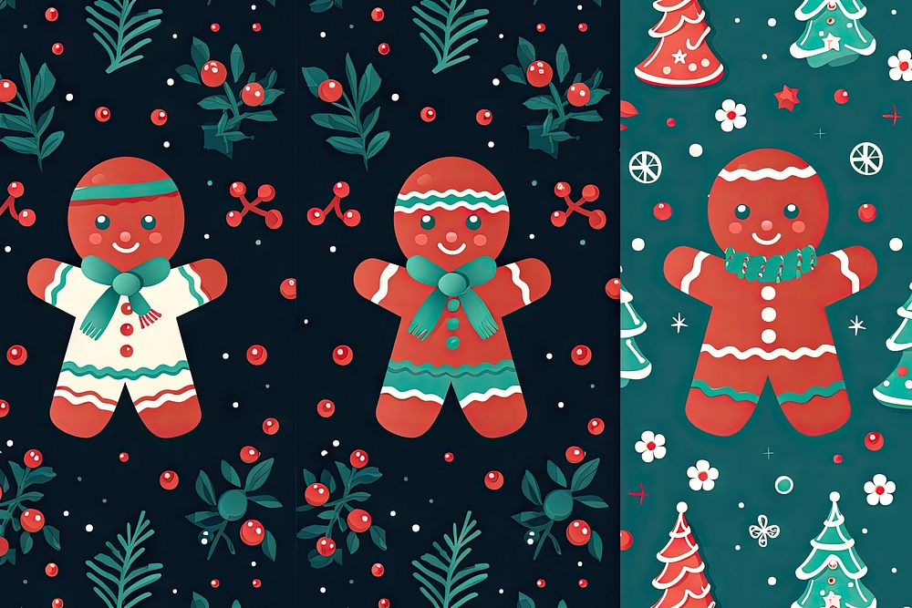 Christmas pattern gingerbread snow. AI generated Image by rawpixel.