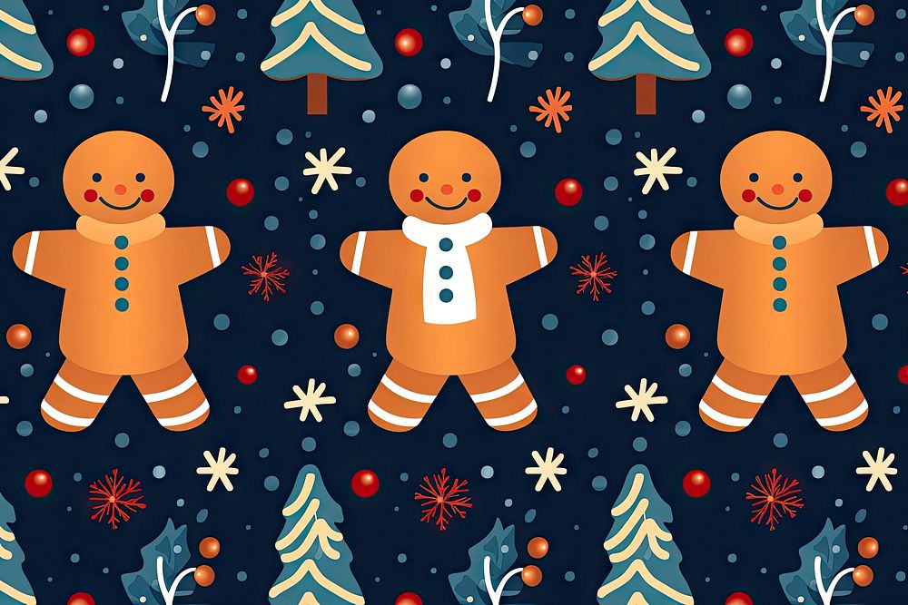 Christmas snowman gingerbread pattern. AI generated Image by rawpixel.