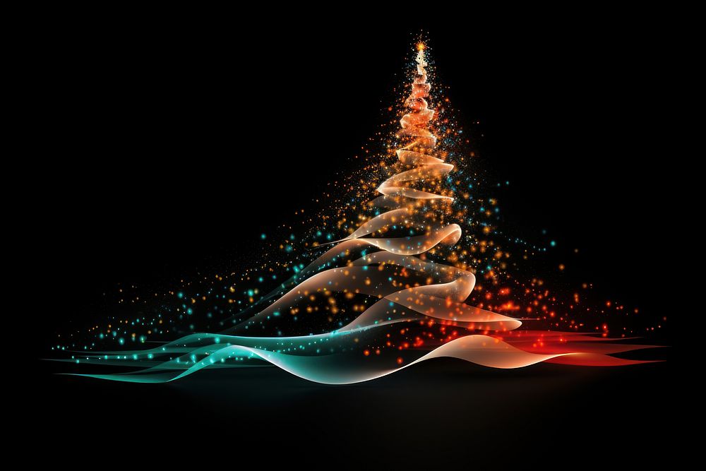 Christmas tree light christmas black background christmas tree. AI generated Image by rawpixel.