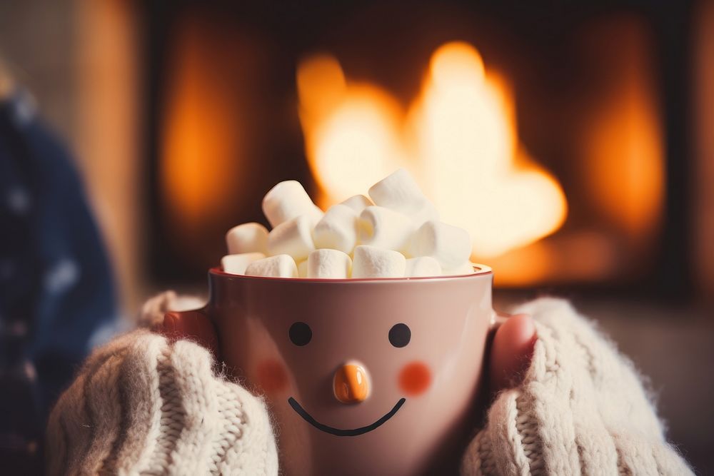 Snowman face christmas fireplace holiday. AI generated Image by rawpixel.