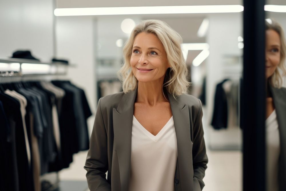Middle age woman looking blazer adult. AI generated Image by rawpixel.