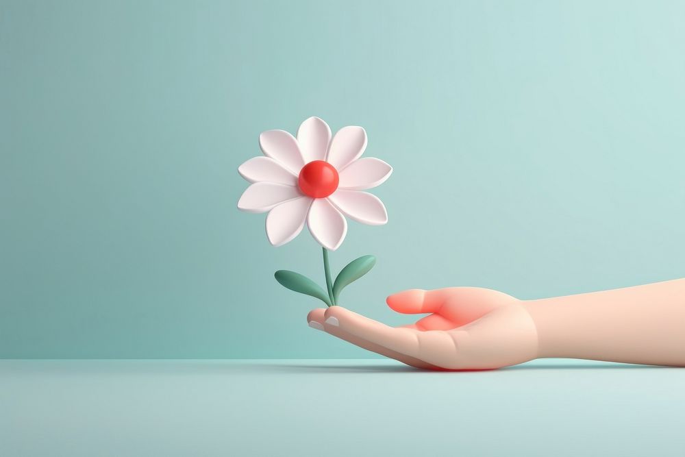 Hand holding a flower petal daisy plant. AI generated Image by rawpixel.