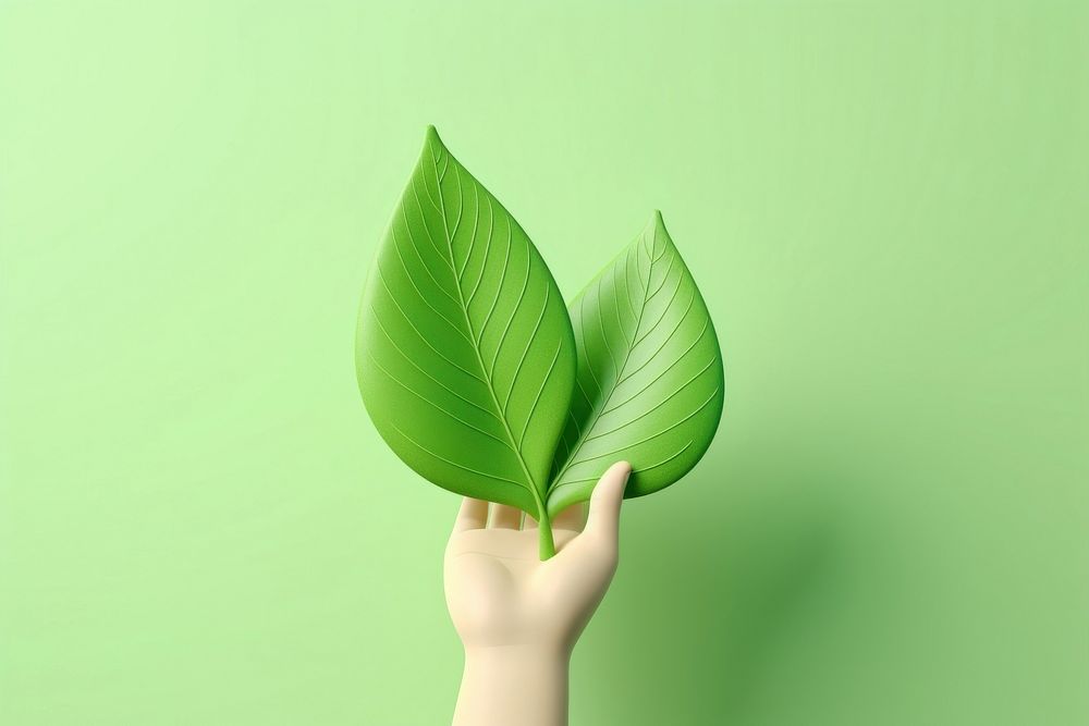 Hand holding a green leaf plant freshness yellow. AI generated Image by rawpixel.