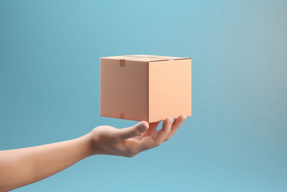 Hand holding a box cardboard carton package. AI generated Image by rawpixel.