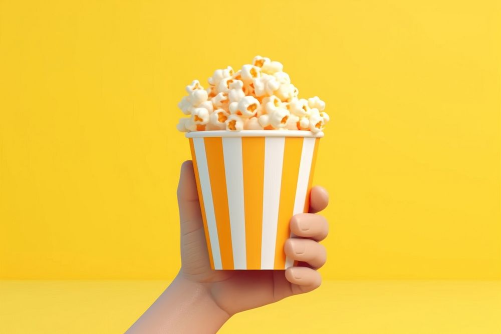Hand holding a popcorn box snack food freshness. AI generated Image by rawpixel.