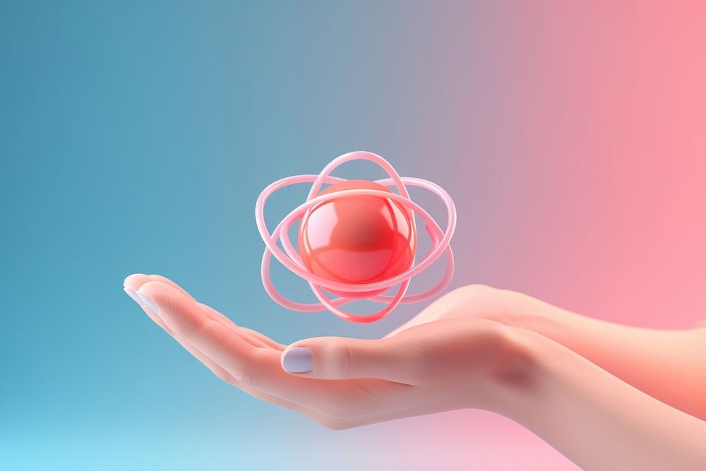 Hand holding an atom adult art technology. AI generated Image by rawpixel.