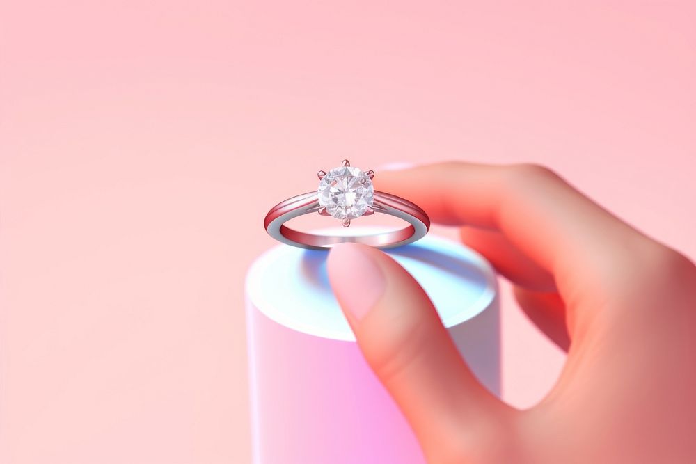Hand holding a diamond ring with box gemstone jewelry celebration. AI generated Image by rawpixel.