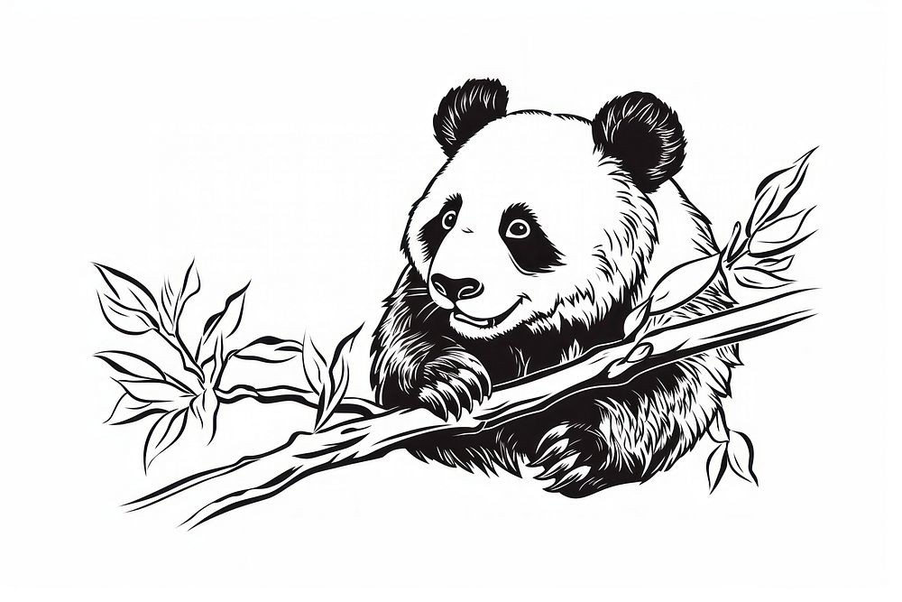 A bamboo branch wildlife drawing animal. AI generated Image by rawpixel.