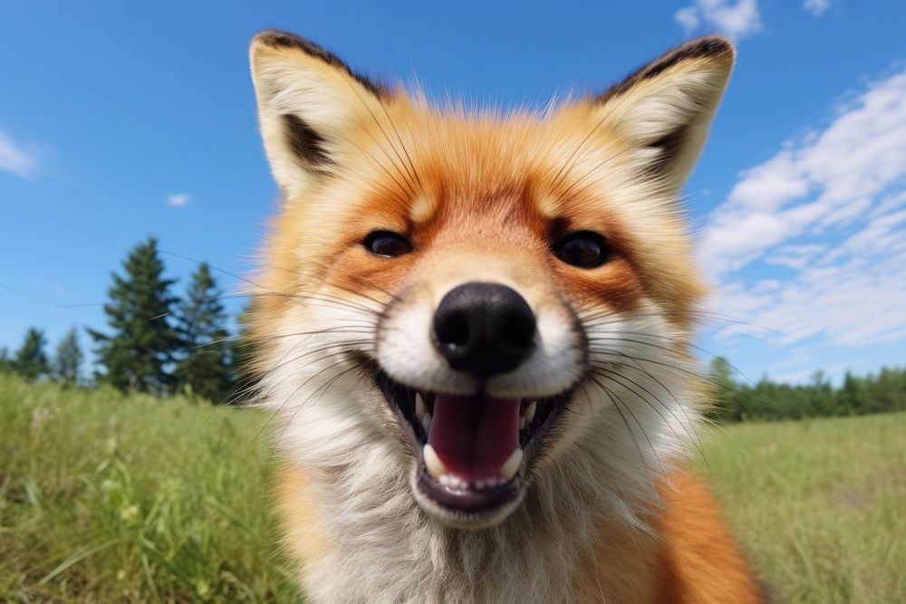 A happy smiling fox wildlife mammal animal. AI generated Image by rawpixel.