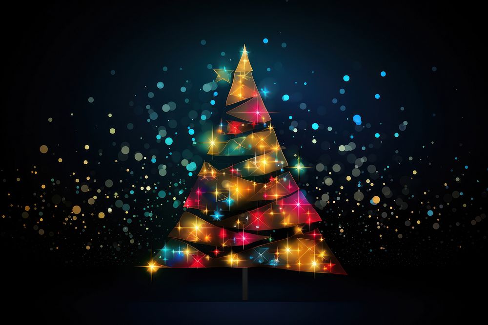 Bokeh effect christmas abstract tree. AI generated Image by rawpixel.