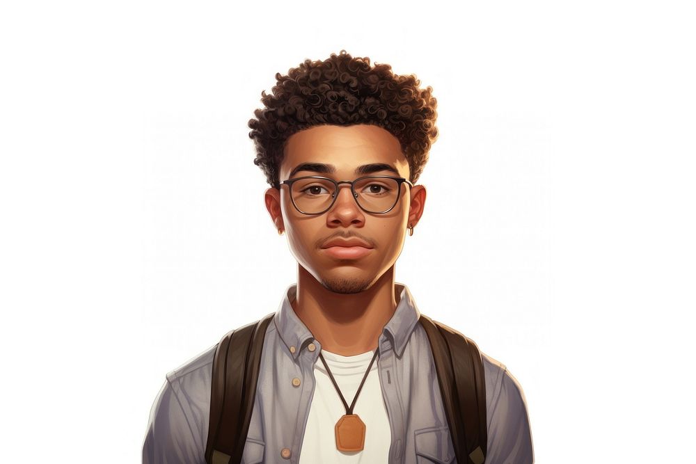 Black student portrait glasses adult. AI generated Image by rawpixel.