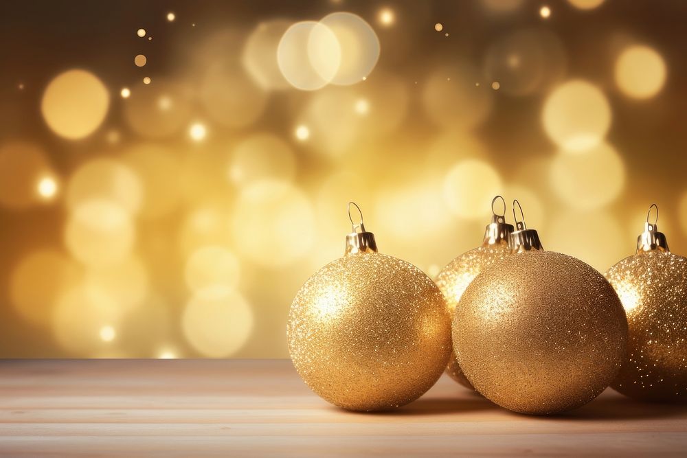 Golden christmas baubles gold lighting plant. AI generated Image by rawpixel.