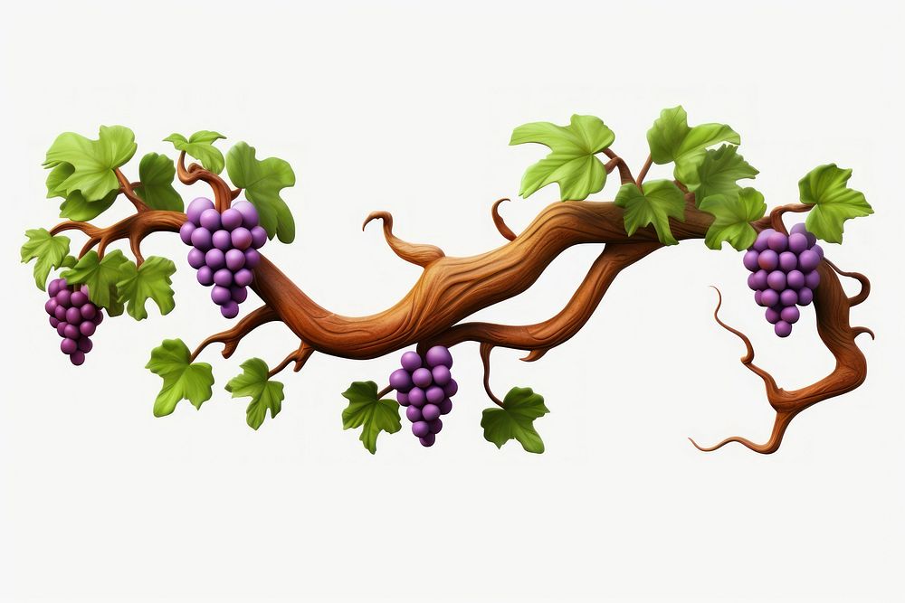 Grape vines 3d cartoon realistic grapes plant food. AI generated Image by rawpixel.