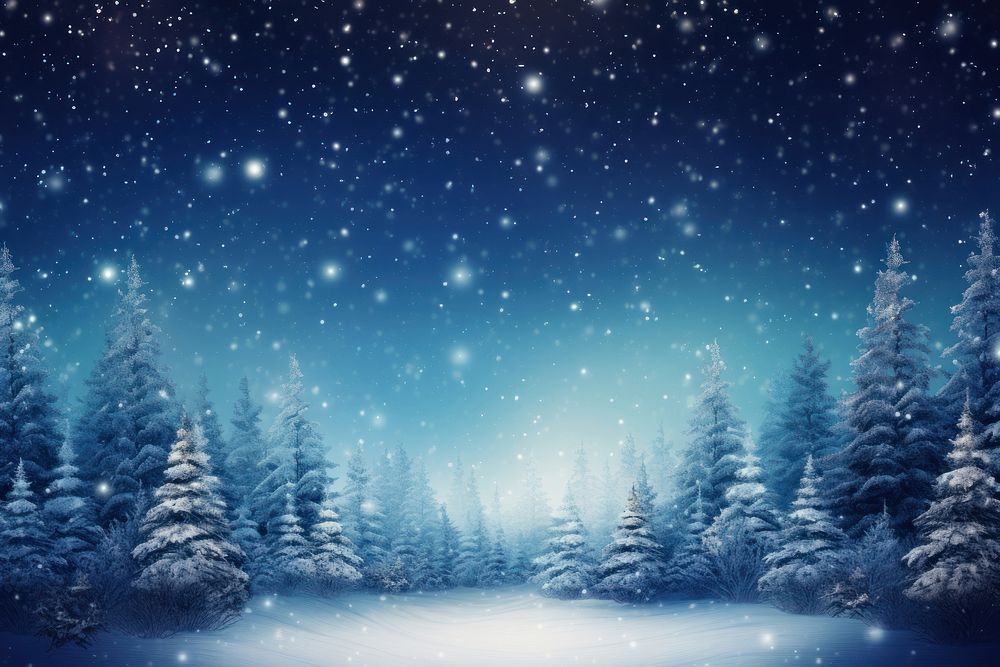 Winter christmas night tree snow backgrounds. AI generated Image by rawpixel.