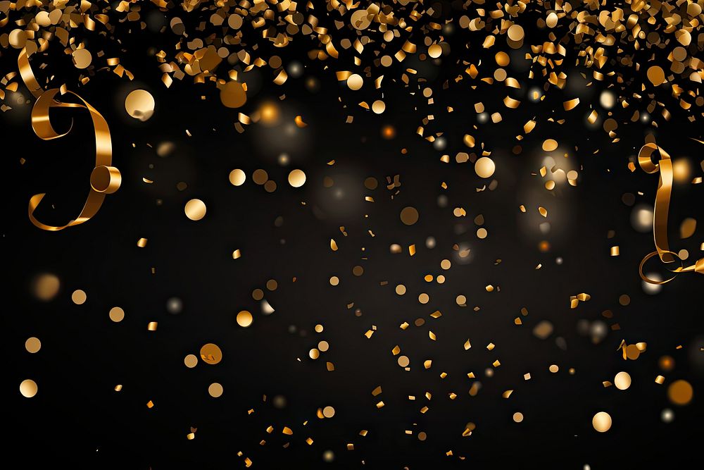 Gold confetti decorations night illuminated backgrounds. AI generated Image by rawpixel.