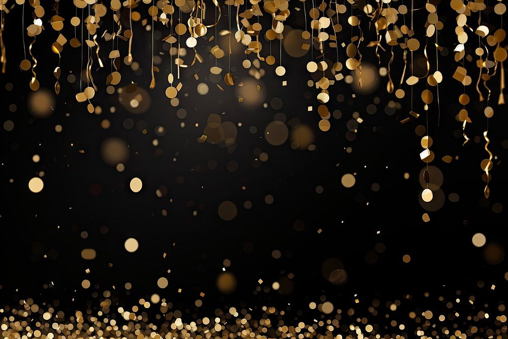 Gold confetti decorations glitter illuminated backgrounds. AI generated Image by rawpixel.