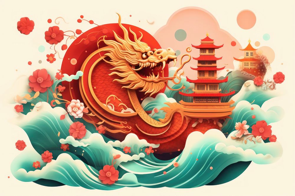 Chinese pi xie chinese new year representation architecture. AI generated Image by rawpixel.