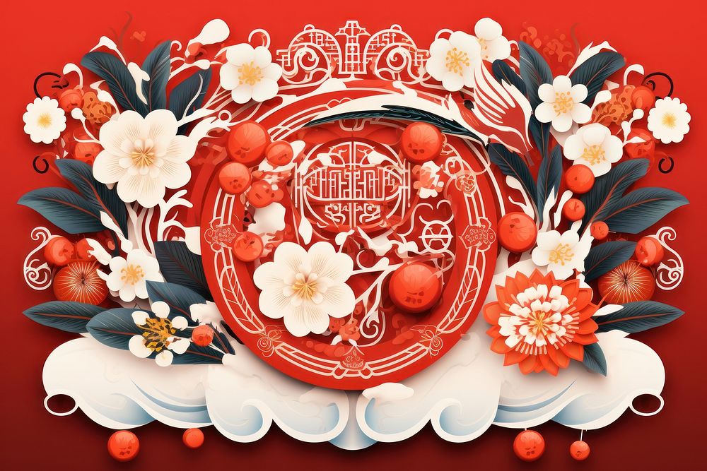Chinese pi xie pattern flower plant. AI generated Image by rawpixel.