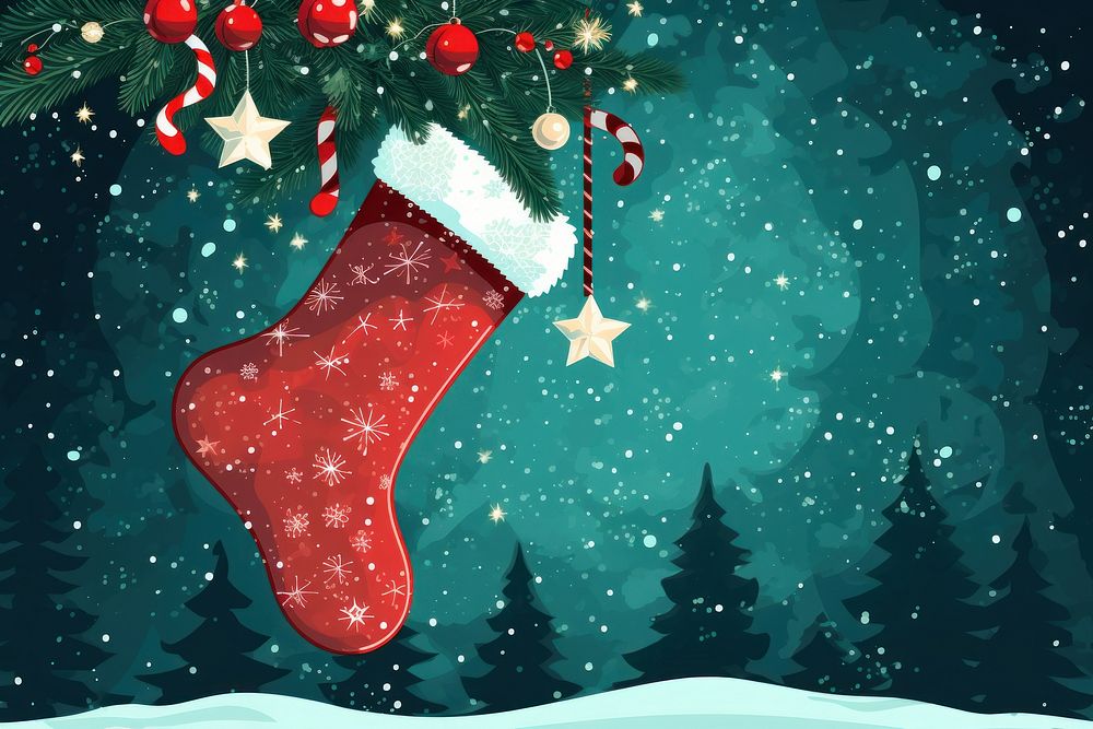 Christmas stocking hanging holiday winter illuminated. AI generated Image by rawpixel.